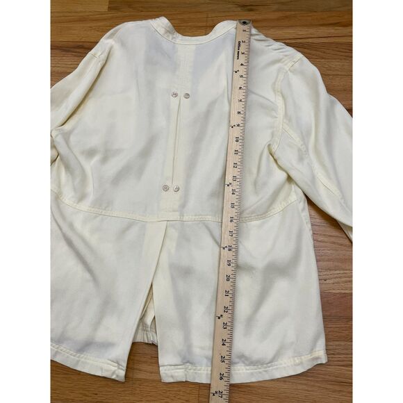 J. Jill Women's M Yellow Top Lyocell Blouse Vented Peter Pan Collar Front Button - Picture 7 of 8